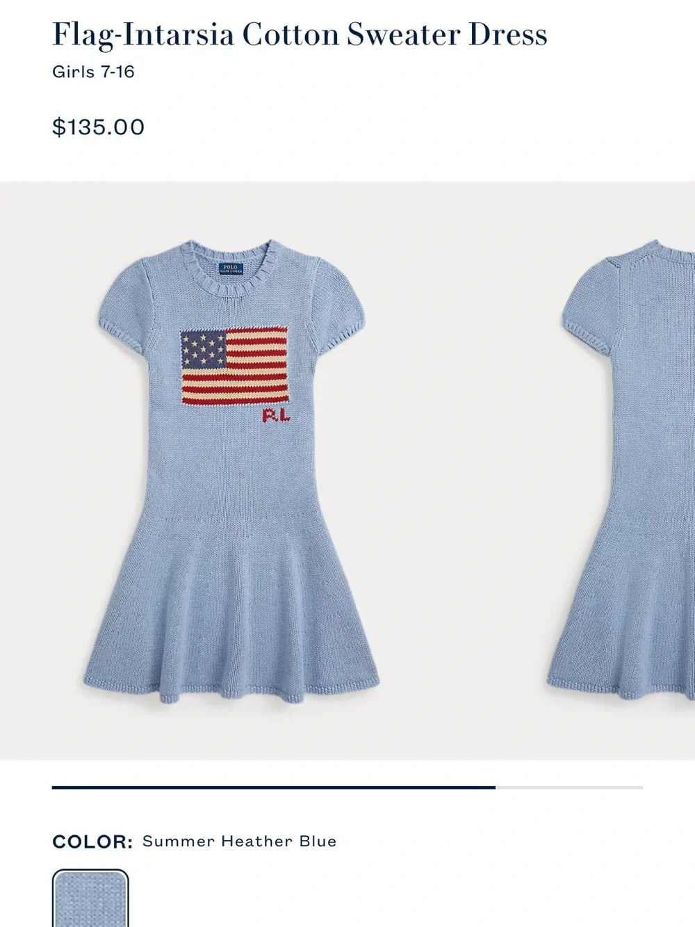 Ralph Lauren blue knit dress American flag intarsia